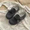 Sapatos de Algodão com Plataforma Estilo Retro Suede para Mulheres, Sapatos Mocassins de Pelúcia Estilo Britânico de Inverno com Tira de Dupla Fivela, Sapatos Casuais Versáteis de Couro Pequeno