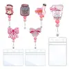 Porta credencial de identificación con clip para documentos, decoración de cuenta de bola de diamante rosa hecha a medida profesional, con hebilla de fácil extracción, regalo sorpresa para el lugar de trabajo