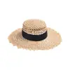 Sombrero de Paja Sombrero de Playa para Mujer, Sombrero de Sol de Verano, Nuevo Sombrero de Rafia Calado, Copa Plana, Apariencia de Alta Gama, Protección Solar