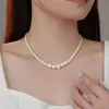 Cadena para Clavícula Retro de Tira Completa con Gradiente de Nácar Transfronteriza Moda Francesa Lujo Ligero Collar para Mujer