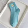 Meias Personalizadas Transfronteiriças para Mulheres, Meias de Cano Médio Outono e Inverno, Bordado Fofo de Cachorrinho em Desenho Animado, Meias de Algodão Absorventes de Suor e Resistentes a Odores Venda por Atacado
