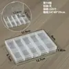 Caja de almacenamiento de escritorio de plástico con rejilla, 10, 15 y 24 botones transparentes, para accesorios de pesca, joyería y cosméticos.