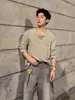 Camisa Polo de Manga Larga con Cuello Henry Estilo Old Money para Hombre, Elegante Camiseta de Textura Acanalada, Camiseta Base de Corte Limpio
