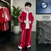 Conjunto de agasalho de outono para meninos 2026 novo estilo coreano jaqueta com gola alta conjunto de duas peças para crianças mais velhas roupa casual de outono