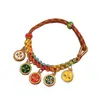 Nova Pulseira Pulseira Estilo Xizang Nó Flor de Pessegueiro Corda Colorida Pulseira Tecida à Mão Estilo Étnico Pulseira do Deus da Riqueza de Cinco Vias
