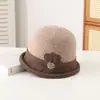 Chapéu de Balde de Moda de Inverno Feminino, Chapéu Cloche Quente para Exterior, Chapéu de Tricô Amigo da Pele, Chapéu com Aba Enrolada, Atacado