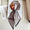 Lenço de seda estampado estilo coreano cachecol estreito cachecol de seda dupla camada cachecol dupla face cachecol longo gravata cabelo elegante lenço de cabeça bolsa de gravata feminina para o verão
