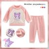 Pijamas de felpa cálidos de dibujos animados para niños y niñas, ropa de casa japonesa con cuello redondo, novedad de invierno de 2025