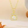 Joia de Comércio Exterior Banhada a Ouro 18K Luxo Leve Quadrado Pequeno Imitação de Açúcar Diamante Moissanite Colar para Mulheres Uso em Festa Estilo Designer de Luxo Leve