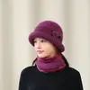 Gorro de punto de invierno para mujer, forrado de polar para abrigar, diseñado para mujeres de mediana edad y mayores, con protección para las orejas, engrosado para mayor calidez y elegante