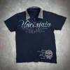 Tendencia de Moda Verano Nuevo Estilo Camisa Hawaiana Estampada de Manga Corta con Cuello Polo y Estampado de Calaveras Venta al por Mayor