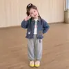 Jaqueta Jeans Estilo Coreano para Meninas com Estampa de Leopardo Chique Nova Moda Infantil 2026 Meninas Chiques