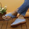 2024 Nuevas Sandalias de Verano Europeas y Americanas con Flores para Mujer Zapatos de Playa Cosidos Talla Grande Sandalias Cómodas de Cuña con Separadedo para Mujer