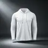 Camiseta con capucha de manga larga de moda personalizada para comercio exterior transfronterizo para hombre, malla transpirable, ropa de protección solar, pesca, color sólido, ropa de protección solar