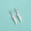 Prata Esterlina S925 Pingente Simples de Pena de Prata Pulseira de Corda Trançada DIY Pulseira de Cristal Colar Pingente de Pena Acessórios de Pingente