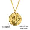 Colar Medalha Aço Inoxidável Charme Símbolos Doze Constelações Estilo Retrô Tendência Personalizado Mais Vendido Europeu e Americano