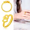 Anillo femenino de doble corazón al por mayor de fábrica tienda de oro 1:1 anillo de amor abierto para mujer de moda japonesa y coreana bañado en oro de cobre al por mayor