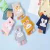 Guantes de Invierno Nuevos de Dibujos Animados para Niños Conejo Lindo Estudiante Escritura Dedos Plegables Tejidos de Lana Engrosados Cálidos