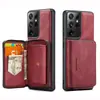 Adecuado para Samsung S21 Ultra Bolsa Magnética con Cremallera Dividida Carcasa Trasera para Teléfono Móvil Porta Tarjetas Tipo Cartera Flip Funda Protectora S21