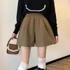 Novos Shorts de Lã com Cintura Elástica Céu Estrelado para Mulheres 2025, Outono e Inverno, Preto, Cintura Alta, Emagrecedor, Corte A, Perna Larga, Casual