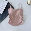 Nuevo Estilo Diseño Puro Dulce y Picante Camisola Plisada para Mujer Chaleco para Usar Exterior con Almohadilla en el Pecho Ajustado Ropa Hermosa para la Espalda para Verano
