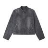 Jaqueta Jeans Lavada com Efeito Desgastado Marca Trendy da High Street Masculina Nova para Primavera e Outono Design de Gola Alta Nicho Jaqueta Top