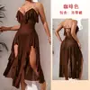 Vestido de Verano para Mujer de Alta Gama Vestido Largo Transparente de Malla Tentación Espalda Descubierta Sexy Elegante Vestido de Noche Suministro 896