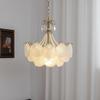 Lustre de Cristal com Conchas Estilo Francês Creme Iluminação Sala de Estar Luxo Simples Quarto Principal Lustre Iluminação LED Quente