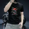 Camiseta de Manga Corta de Lujo de Marca Europea de Moda para Hombre con Estampado de Motocicleta, Top de Media Manga para Hombres Jóvenes