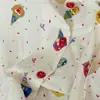 Conjunto de shorts de manga corta y cárdigan para mujer con estampado de dibujos animados estilo japonés, con cuello de solapa, perfecto para ropa de estar
