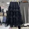 Falda de Malla con Volantes de Nuevo Estilo Primavera/Verano 2026 para Mujer, Falda de Capas Suelta de Longitud Media Línea A Super Hada