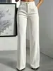 Transfronterizo 2026 Amazon Nuevos Pantalones Dorados de Terciopelo Rectos de Cintura Alta para Mujer Adelgazantes y que Cubren el Vientre