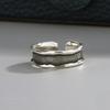 Conjunto de Joias de Mão de Estilo Escuro Personalizado para Homens e Mulheres, Anel de Ponto de Onda Irregular, Combinação de Pulseira Banhada a Prata, Textura Versátil