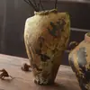 Jarrón de Cerámica Rústica, Jarrón para Flores Secas, Maceta de Barro, Jarrón de Cerámica Estilo Wabi-Sabi, Maceta de Cerámica Rugosa, Jarrón Decorativo Vintage