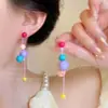 Aretes de flor etéreos estilo francés, dulces y de nicho, estilo vacacional, femeninos, con cuentas, lindos, a la moda y aretes de botón únicos