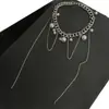Colar de Corrente com Miçangas e Franjas Estilo Garota Popular Doce e Descolada para Mulheres, Corrente Única para Clavícula com Personalidade Punk, Corrente de Pescoço Versátil e na Moda