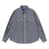 Camisa Masculina de Manga Longa Retrô Japonesa Magmans Spring Casual Solta Xadrez Roupa de Trabalho Top C3358