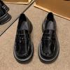 Zapatos de Cuero Pequeños Vintage para Mujer Otoño 2024 Zapatos Franceses de Una Capa Suela Gruesa para Aumentar la Altura Vestido Boca Baja Moda Mocasines Combinables
