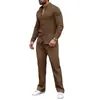 Bestseller europeo y americano transfronterizo de otoño Amazon conjunto deportivo casual de moda para hombre con camisa Henley a rayas y pantalones