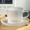Juego de Taza de Té Roja y Vaso de Café Seis Tazas Seis Platillos Patrón Vertical Transfronterizo Patrón en Relieve Taza de Café Taza de Té Negro