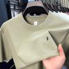 Camiseta de Manga Corta para Hombre 100% Algodón Puro Transfronteriza Verano 2026 Cuello Redondo Holgada Versátil Cómoda Casual Top Bordado
