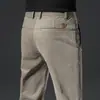 Pantalones Casuales de Hong Kong para Hombre, de Primavera y Otoño, sin Planchar, Corte Recto Ajustado, Pantalones Versátiles Elásticos de Gama Alta para Negocios