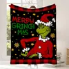 Manta Navideña de Franela Impresa Digitalmente, Manta Monstruo Verde del Grinch, Animación de Dibujos Animados, Envío Directo Disponible