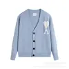 Marca Trendy Europea y Americana Am* Transfronterizo Jacquard de Catorce Colores Blanco Corazón Grande Holgado Suéter Cardigan de Punto de Manga Larga para Hombres y Mujeres