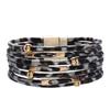Pulseira de Couro com Fivela Magnética Estampa de Leopardo Popular Europeia e Americana Transfronteiriça Liga Pulseira de Tubo de Cobre Joias