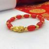 Pulseira Jade Imitação Ouro Duro 3D Pixiu Contas da Fortuna Ágata Oval Joias Atacado Direto Produtos Culturais