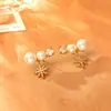 Brincos de Pérola com Zircônia Estrela de Oito Pontas da Sorte, Acessórios de Orelha Brilhantes Exquisitos da Moda de Alto Padrão, Versátil para o Dia a Dia