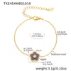 Xinyixinxin Acero Inoxidable Piedra de Cristal Natural Garra Biselada Incrustada Circonita Cuadrada Flor de Cinco Pétalos Conjunto de Collar y Pulsera