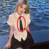 Camisa de Manga Corta de Cintura Alta Estilo Francés Verano Chica Caliente Manga Burbuja Dulce Picante Ajustada a la Cintura Top Negro Vestido Tutú de Princesa Set