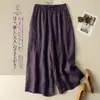 Pantalones culotte cortos de algodón y lino drapeados, nuevos pantalones de verano para mujer 2026, finos de cintura alta, transpirables, casuales, de pierna ancha